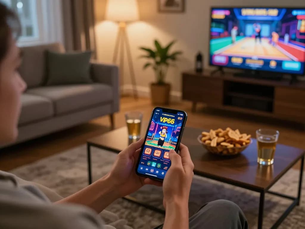 Engaging gameplay on vip66 mobile app with snacks, creating an inviting gaming atmosphere.