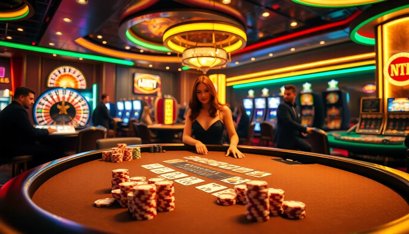 Experience the excitement at 壹發娛樂 with high-stakes blackjack amid a luxurious casino ambiance.