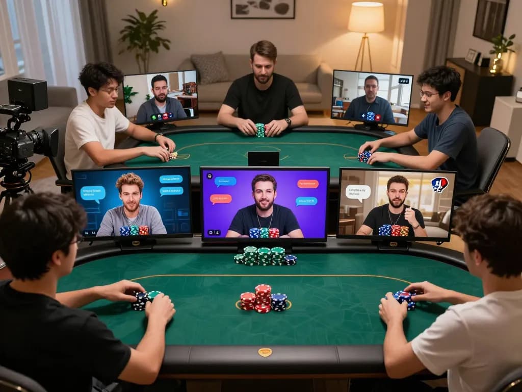 Players engage in a lively online poker game on 88bet, showcasing animated avatars and vibrant digital chips.