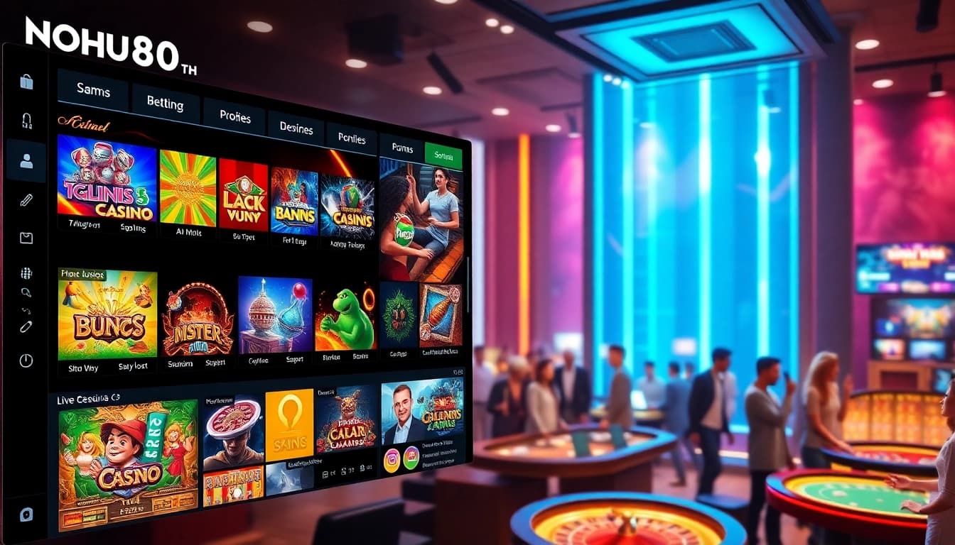 Interactive gaming interface of NOHU90 showcasing engaging slot games and live casino options