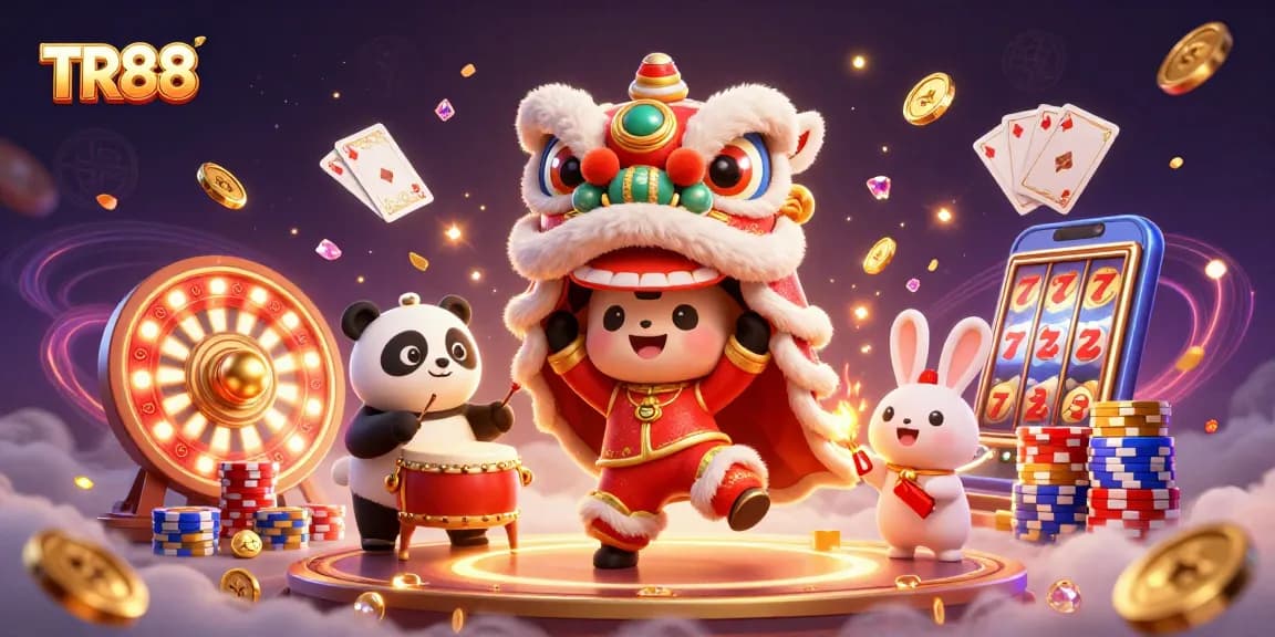 Experience the excitement of TR88's vibrant online gambling, featuring captivating elements and dynamic characters.