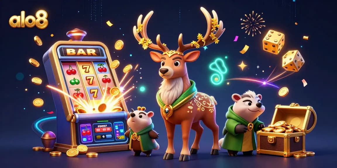 Experience the excitement of winning at alo8 with a magical scene featuring a druid stag and jackpot elements.