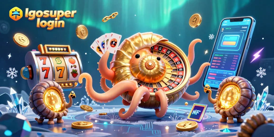Play with excitement on lgosuper login, featuring the ancient nautilus and glowing cryptocurrency elements.