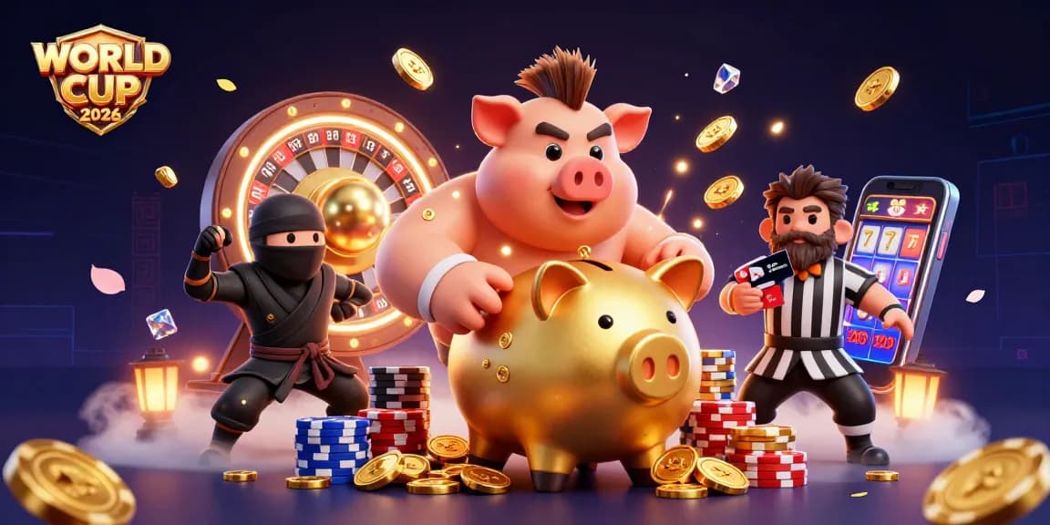 Win big with WORLD CUP 2026 themes like golden coins, samurai referees, and dynamic casino action.