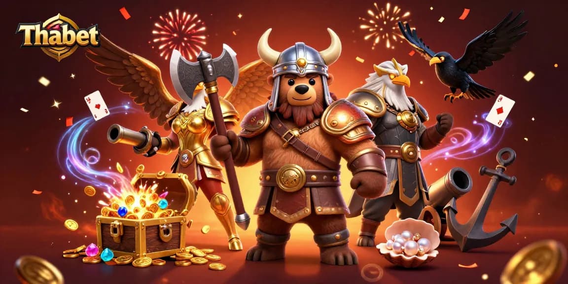 Transform your gaming experience with Thabet's thrilling casino elements in a vibrant, action-packed illustration.