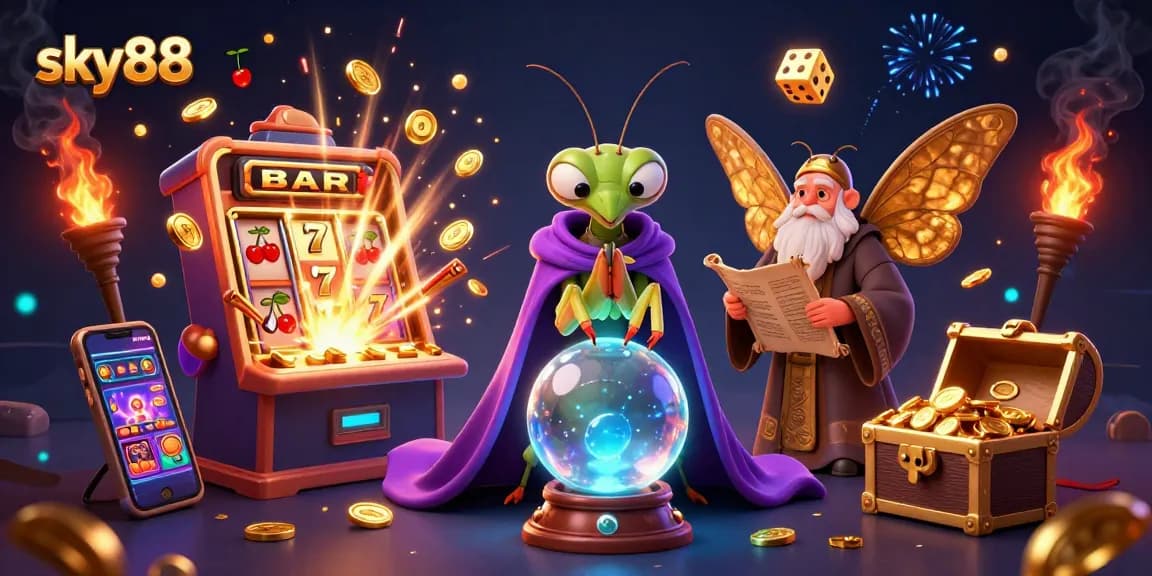 Engage with sky88’s thrilling casino atmosphere featuring vibrant game elements and mystical characters.