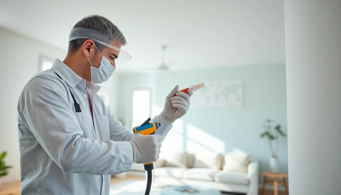 Technician demonstrating non destructive spray foam removal in a bright, professional setting.