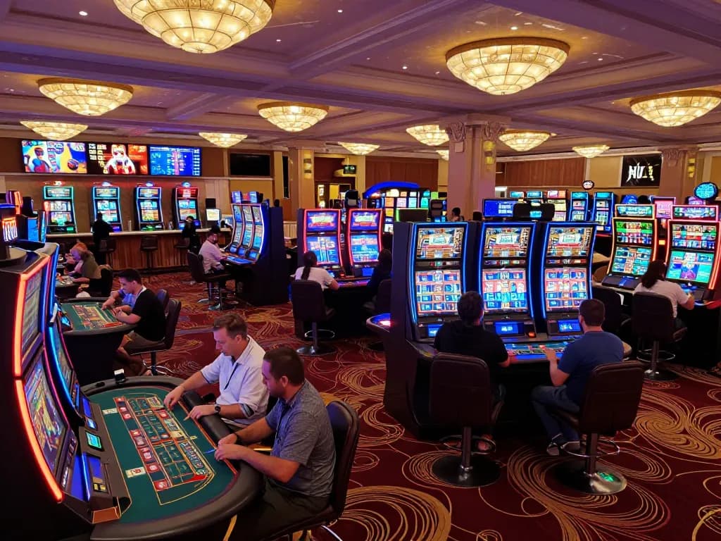 Enjoy the excitement at five 88 casino with players engaged in action-packed gaming tables and vibrant slots.