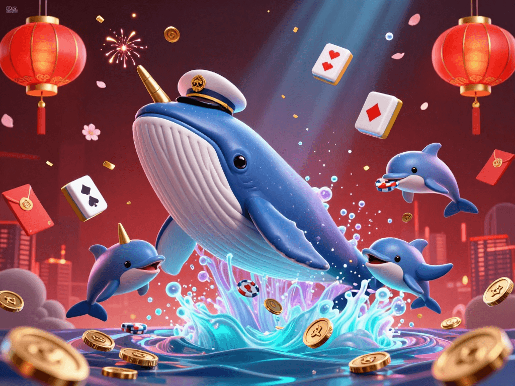 LGOACE shines as whales and dolphins celebrate in a vibrant casino ocean scene.