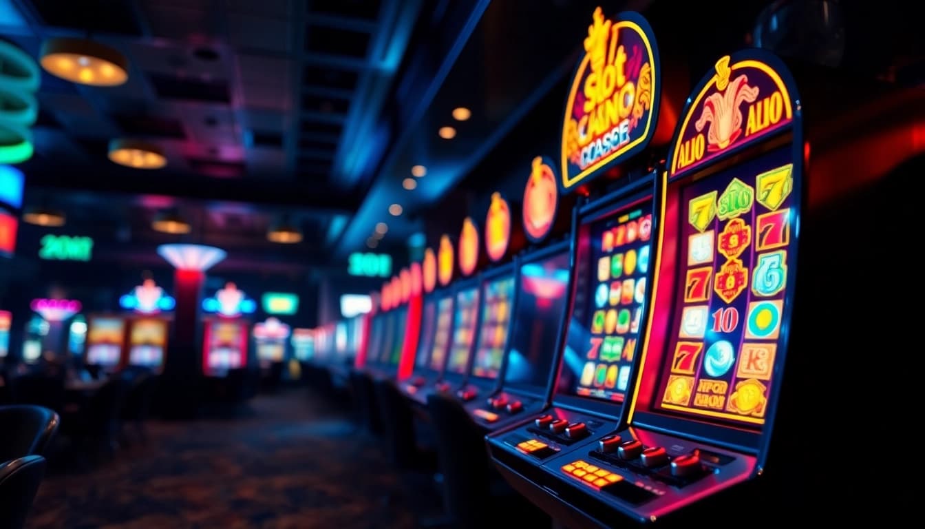Menangkan pengalaman Slot gacor dengan mesin slot berwarna-warni yang memikat perhatian di kasino.