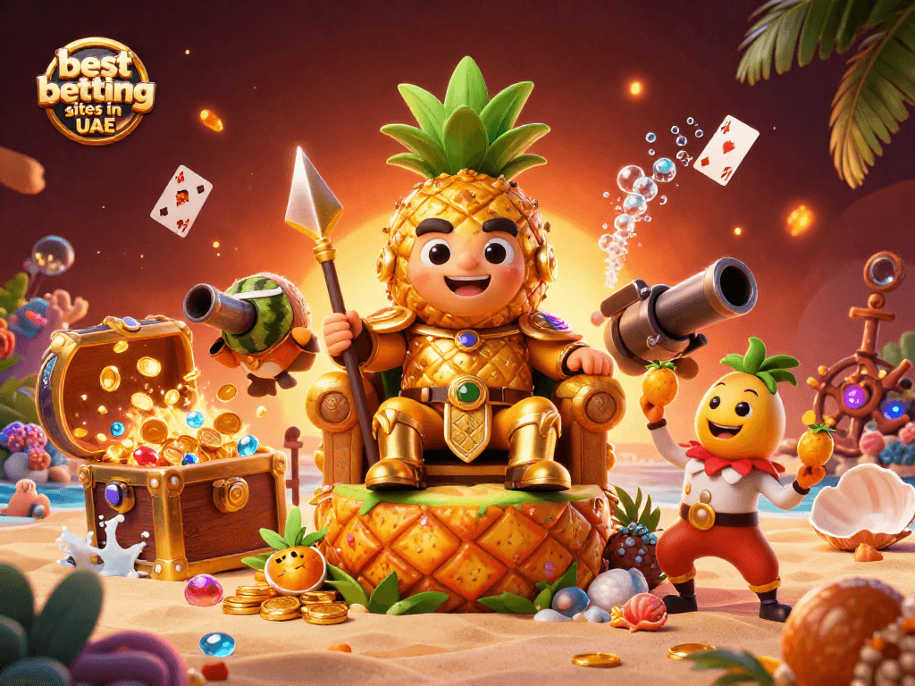 Experience the excitement at the best betting sites in UAE with a vibrant casino-themed 3D illustration.