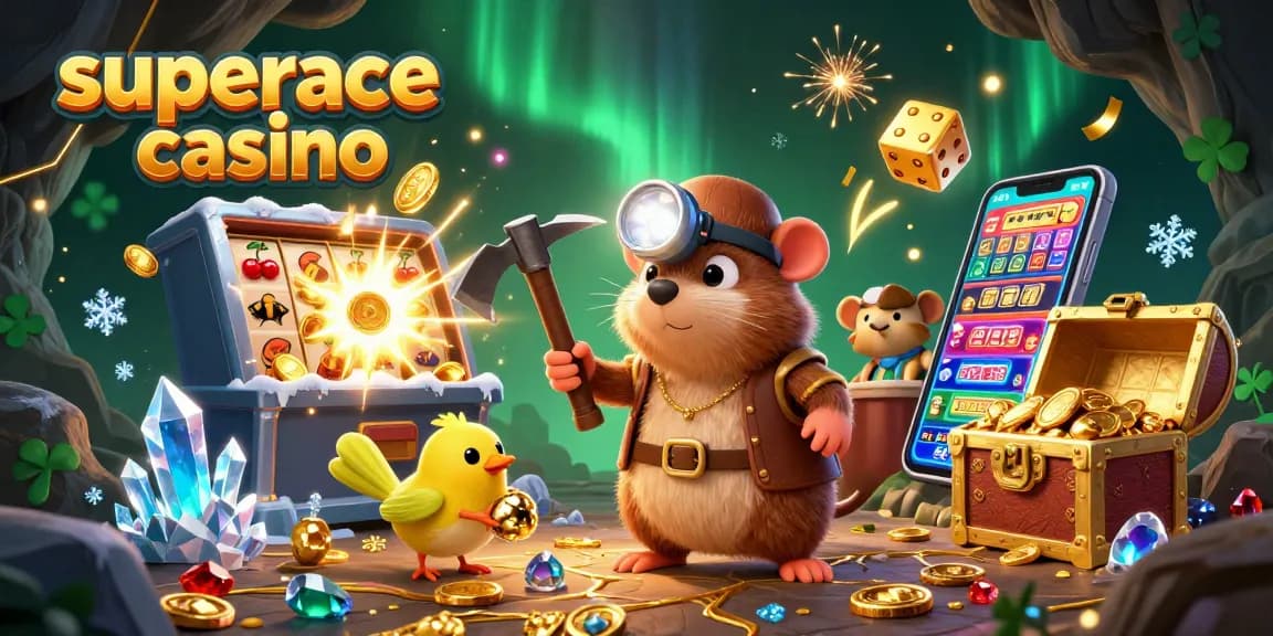 Experience the thrill of winning at superace casino with vibrant gaming illustrations of a treasure hunt theme.