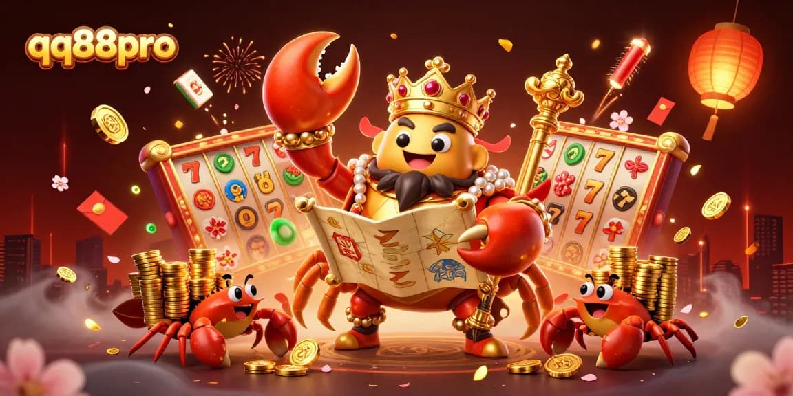 Experience thrilling wins at qq88pro with a golden crab emperor and dynamic casino symbols.
