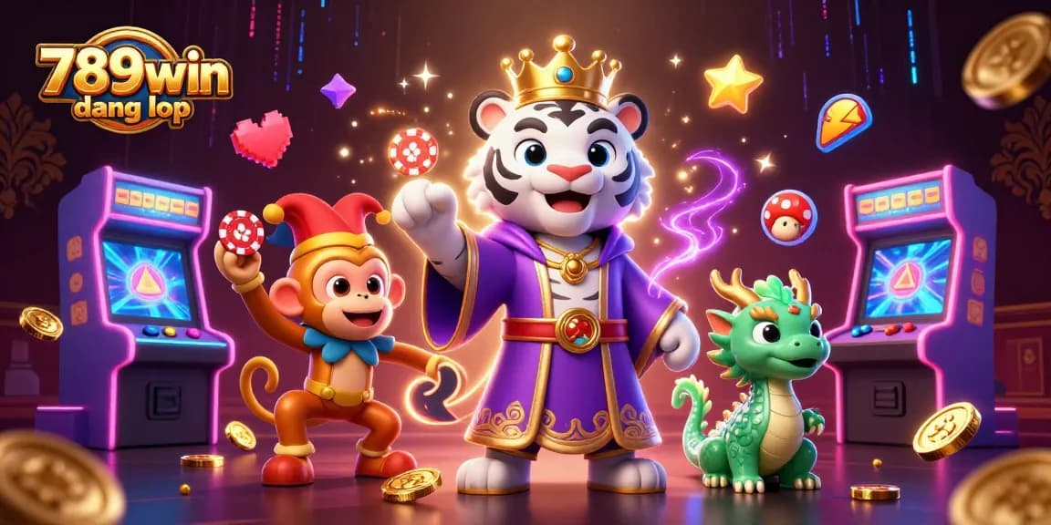 Experience the thrilling 789win đăng nhập with an engaging 3D casino scene full of vibrant characters and elements.