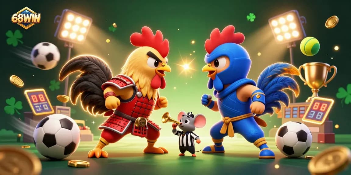 Engage with captivating roosters and dynamic sports elements at 68WIN