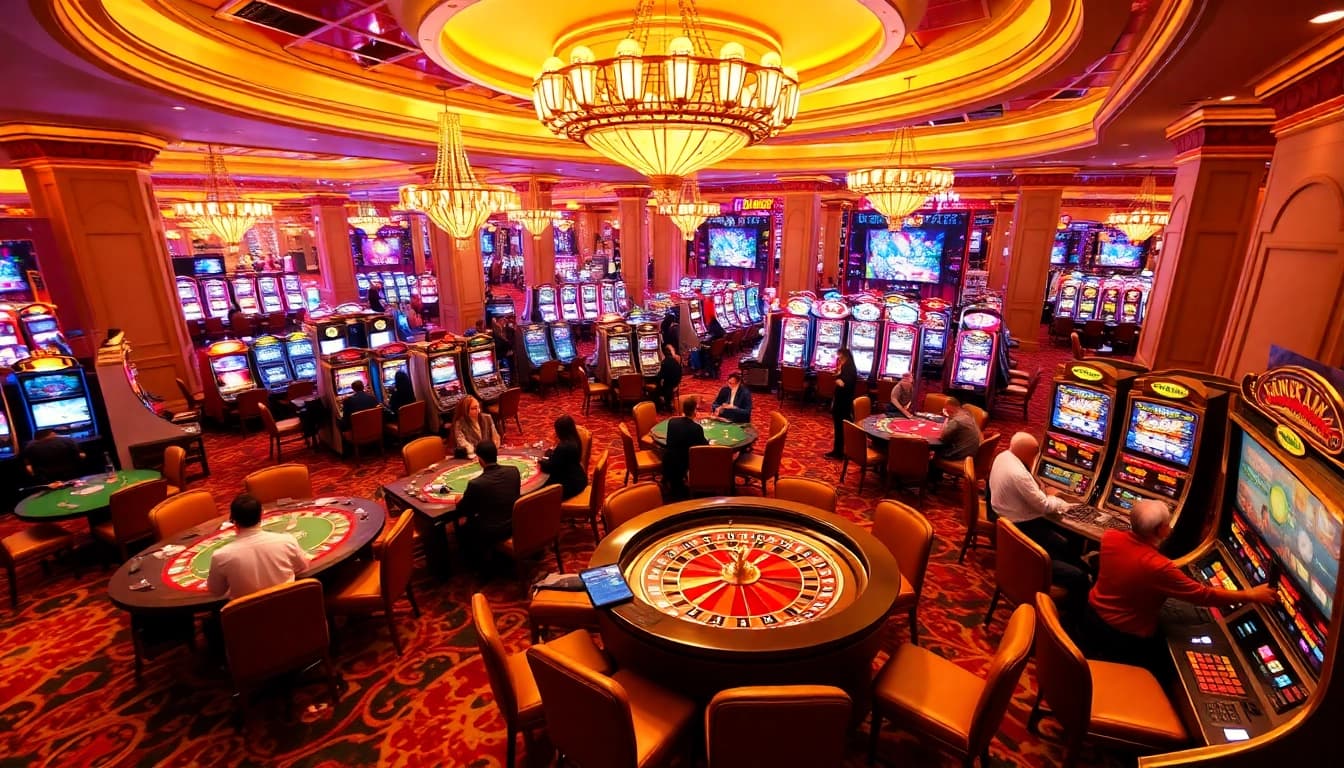Experience the excitement of new88 with players enjoying various casino games and vibrant surroundings.
