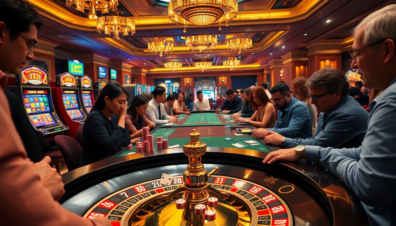 Xoilac gamblers experiencing excitement at a roulette table with action-packed gameplay.