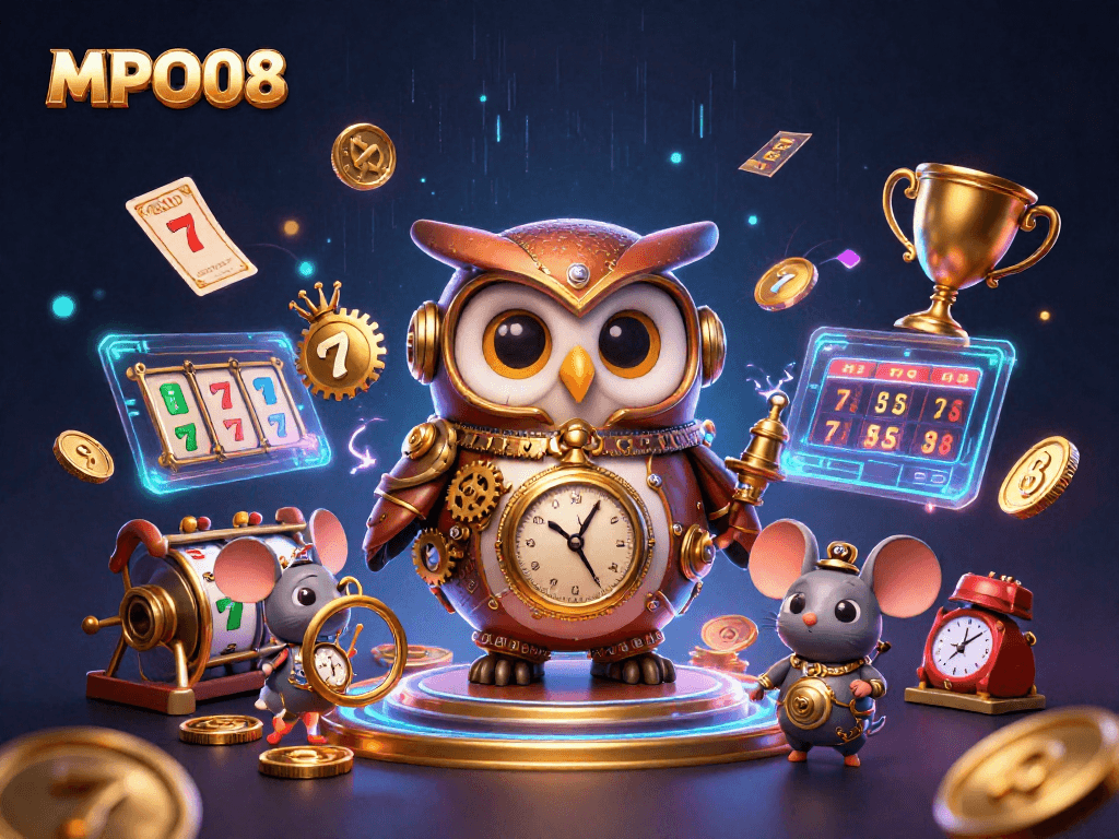 MPO08 offers exciting slot gameplay, featuring dynamic reels and thrilling jackpots in a vibrant casino scene.