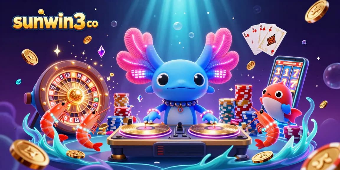 Experience casino excitement with sunwin3 co's vibrant gaming scene featuring gold coins and lively characters.