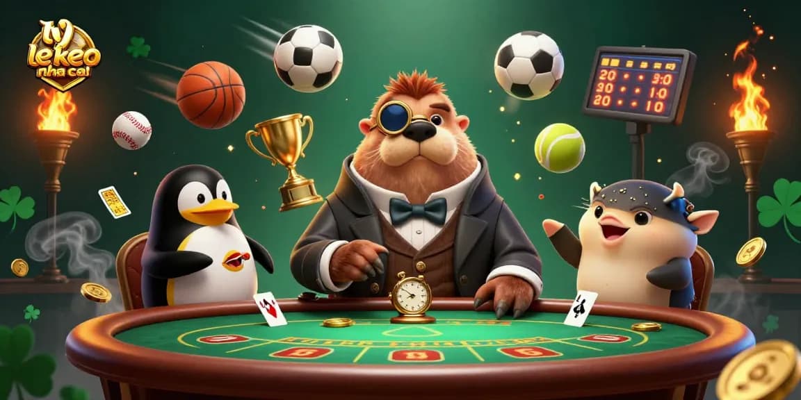 Bet on ty le keo nha cai with a whimsical illustration of a walrus and friends enjoying an underwater poker game