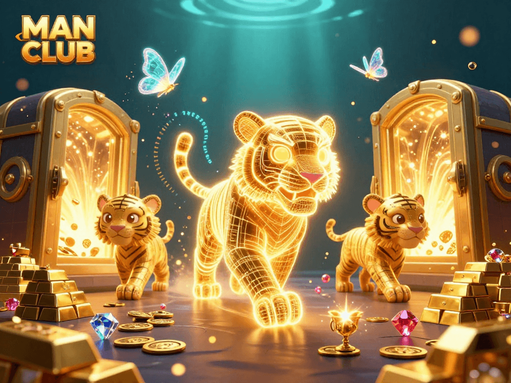 Experience thrilling gameplay at MAN CLUB with vibrant casino elements in a fantasy landscape.