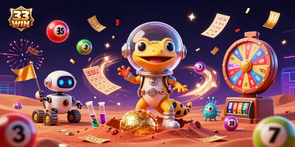 Experience thrilling wins with 33WIN at this golden casino discovery scene featuring vibrant games!