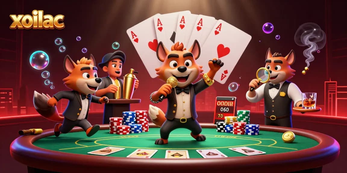 Engage with the vibrant atmosphere at Xoilac's comedy casino, featuring engaging characters and dynamic gambling elements.