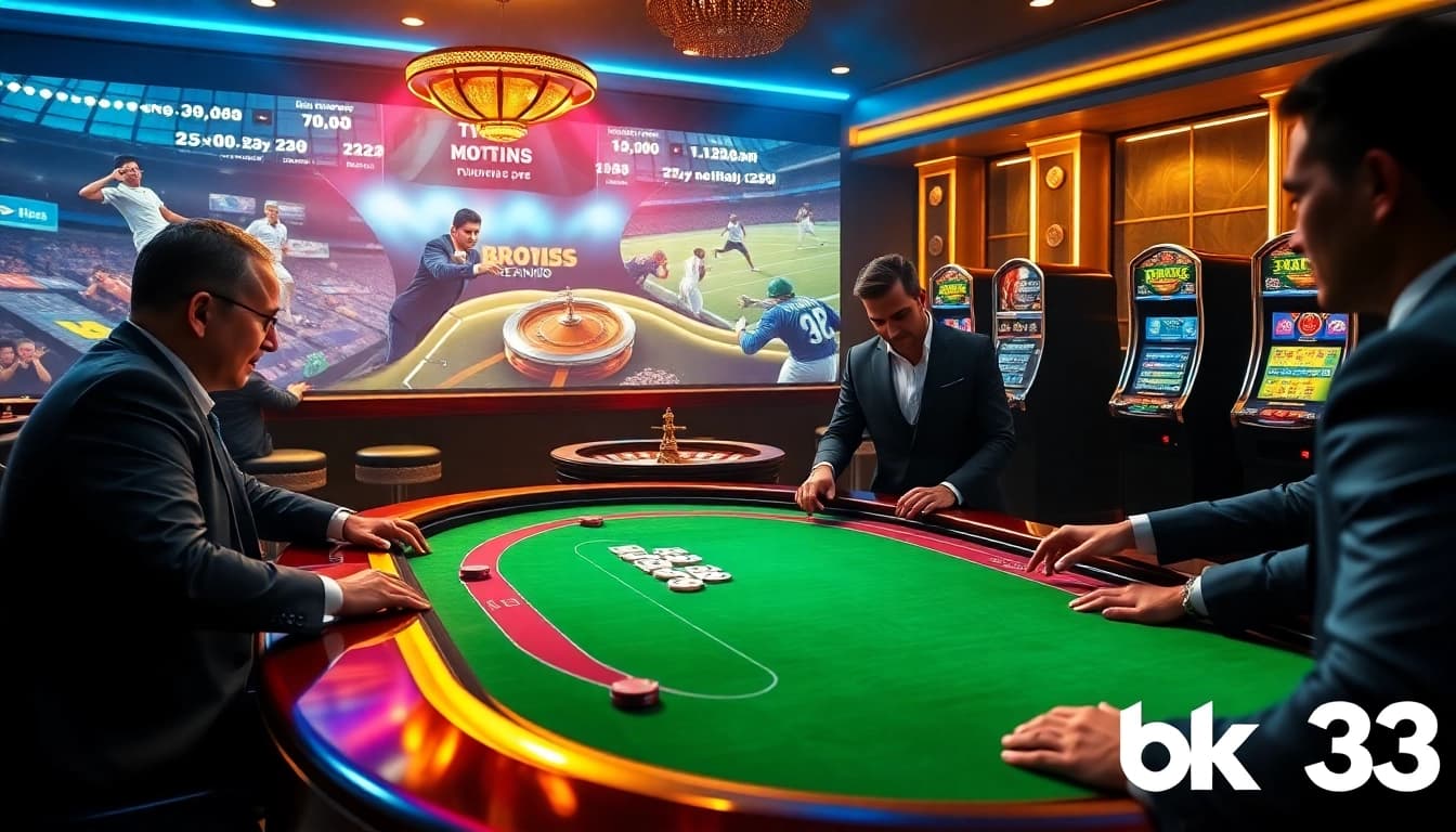 Experience the excitement of bk33 with professional players at a luxurious online poker table.