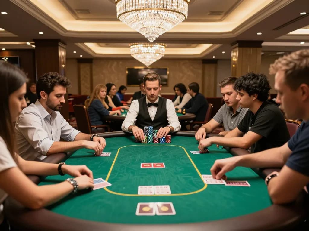 Players enjoying a thrilling poker game at DH88 com, showcasing excitement and strategic gameplay.