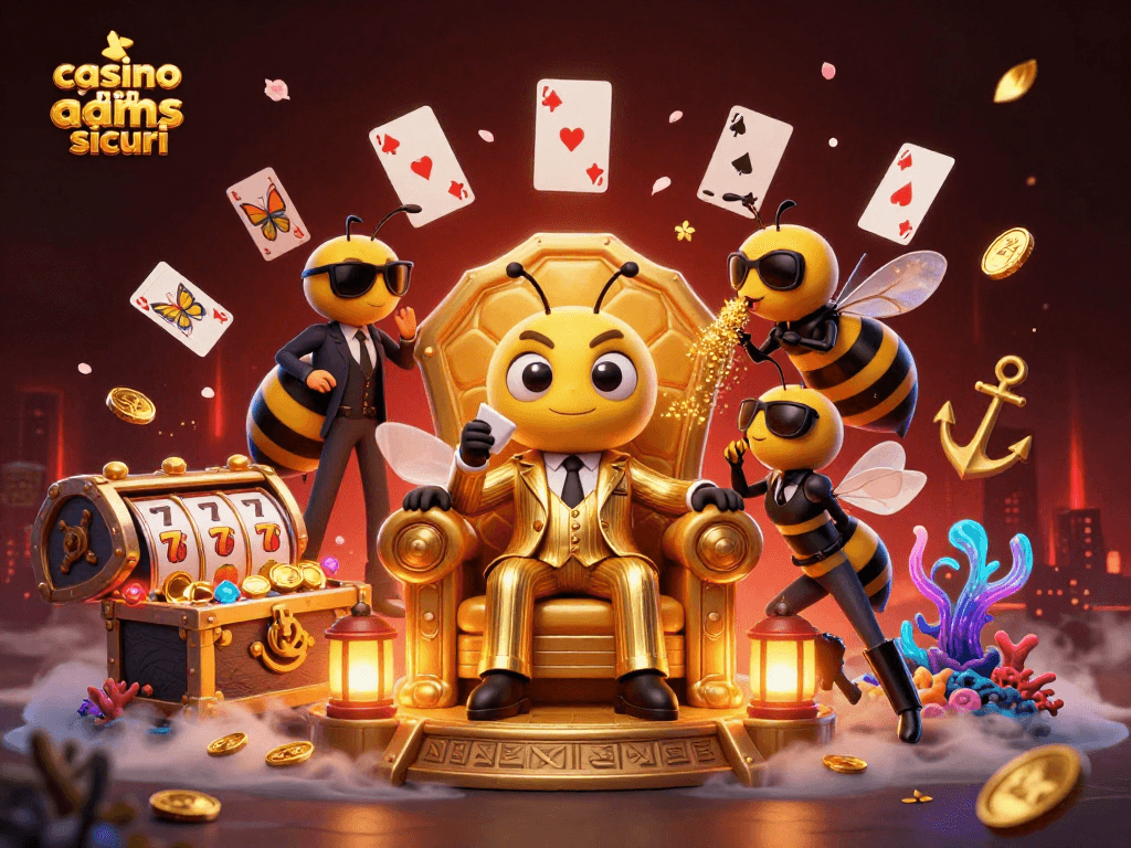 Scopri i migliori giochi nei casinò non AAMS sicuri, con simboli di frutta e slot in un'illustrazione accattivante.