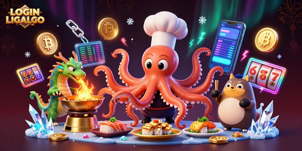 Spin the reels with LOGIN LIGALGO in this immersive 3D casino illustration featuring vibrant characters.