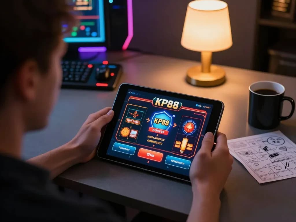 Engaging in strategic gameplay on KP88 online casino from a cozy home setup.