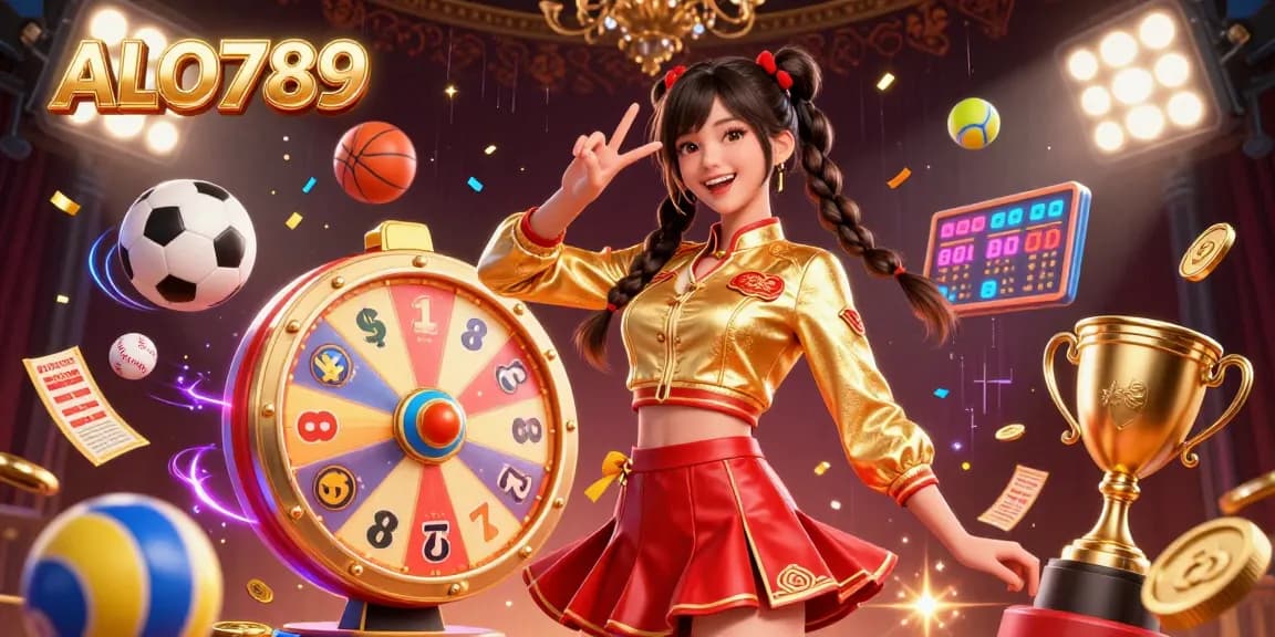 Experience vibrant casino excitement with ALO789's stunning illustration of lively games and sports.