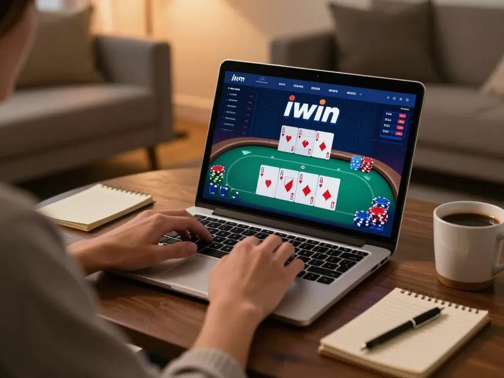 Experience iwin play while enjoying poker in a cozy home with engaging gameplay atmosphere.