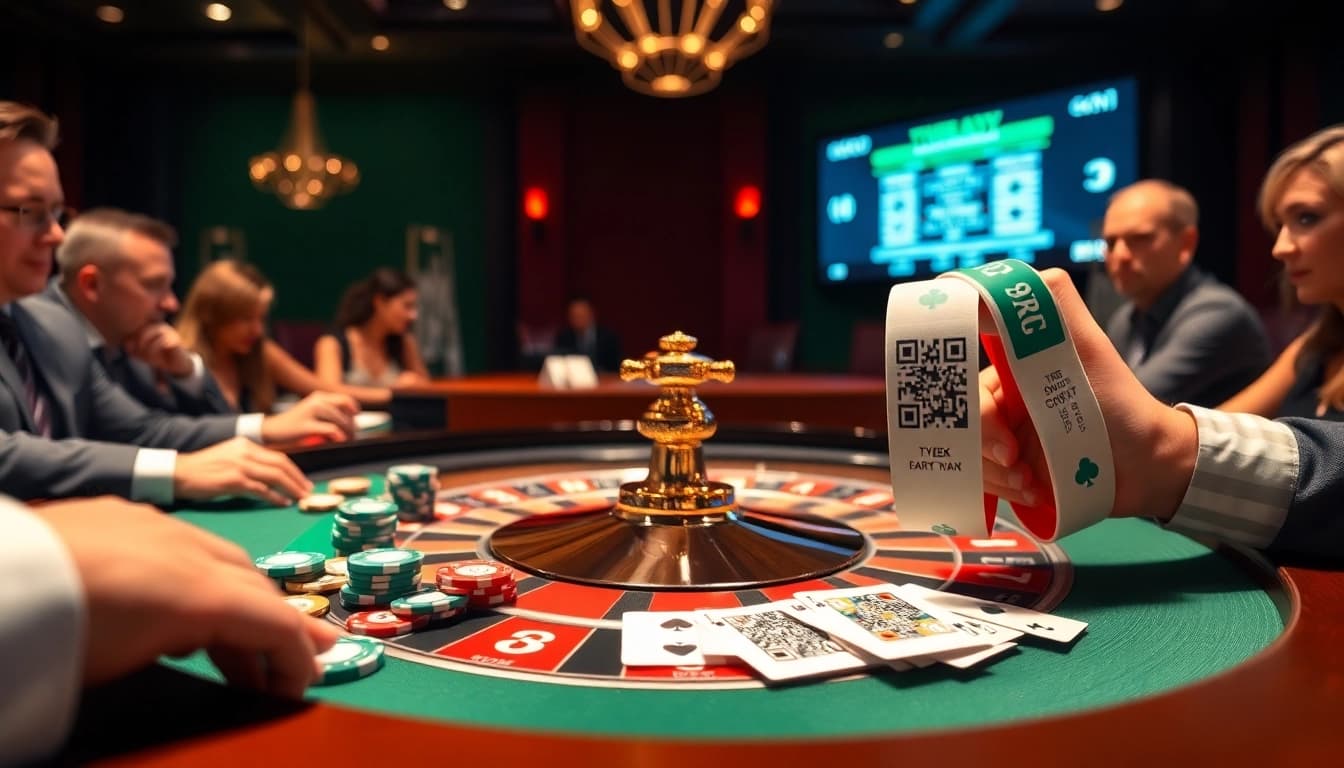 Experience the thrill of gambling with QR kodas ant tyvek juosteliu enhancing event access in a vibrant casino scene.