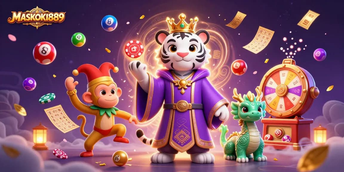 Enjoy exciting gameplay with MASKOKI889 as a tiger, monkey, and dragon bring luck and fun!