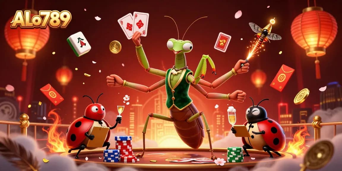 Engage with ALo789 in an ultra-detailed 3D illustration showcasing a thrilling cockfighting scene with vibrant casino elements.