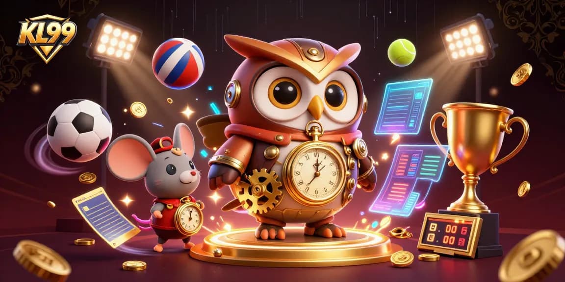 Engage in thrilling casino adventures at KL99 with a vibrant, dynamic illustration full of action.