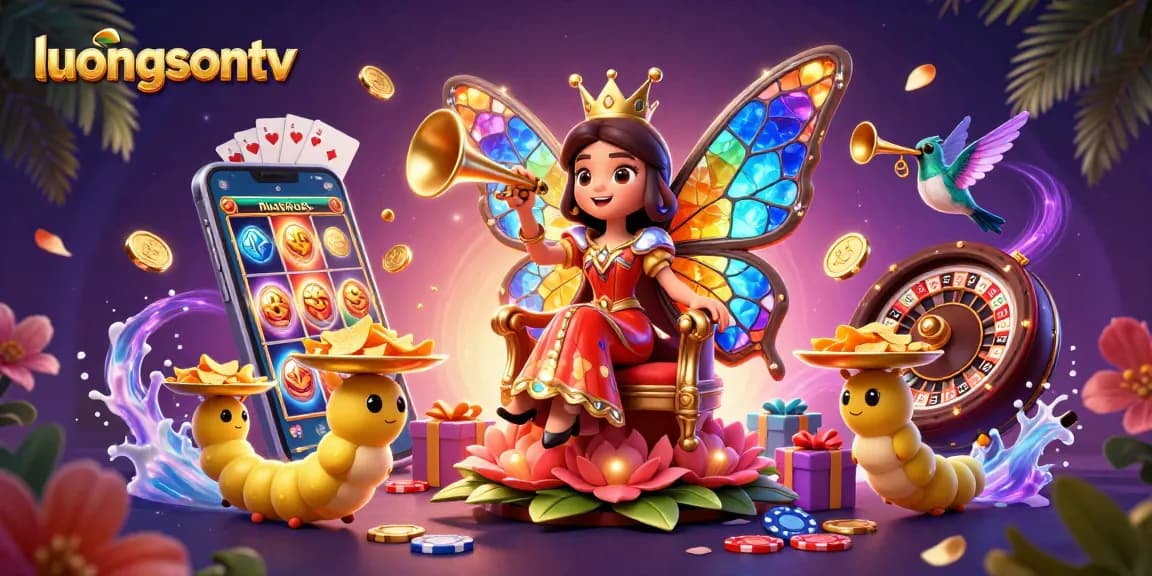 Experience exciting gaming with luongsontv as vibrant casino elements enhance this fantasy scene.
