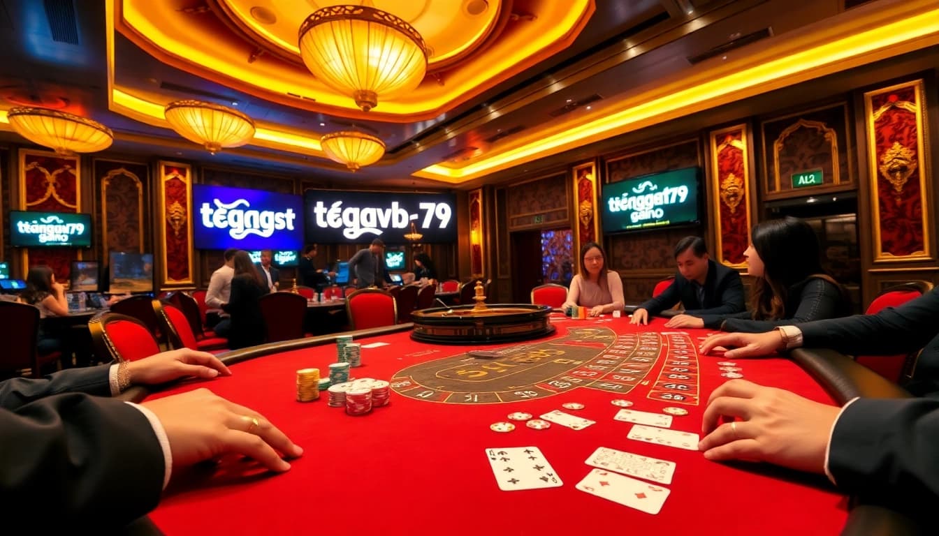 Exciting poker scene with players enjoying luxury gambling at trang gavb79 casino.