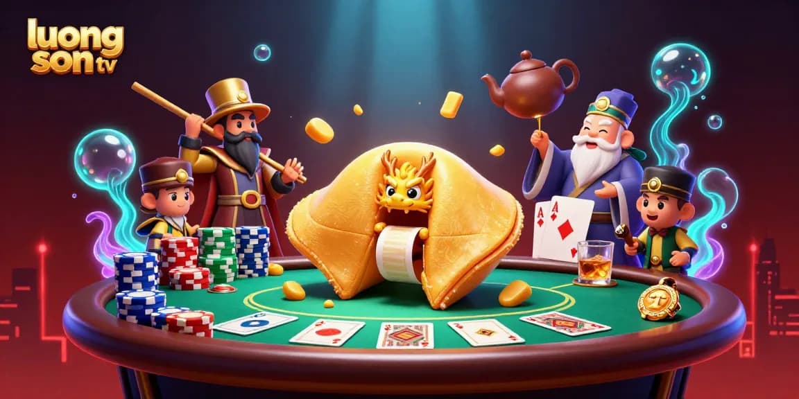 Engage with premier gambling action at luong son tv showcasing golden fortune symbols among poker elements.