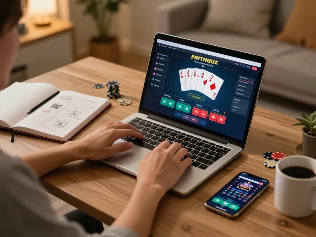 LC88 gaming strategies showcased on a laptop screen during an engaging online poker session