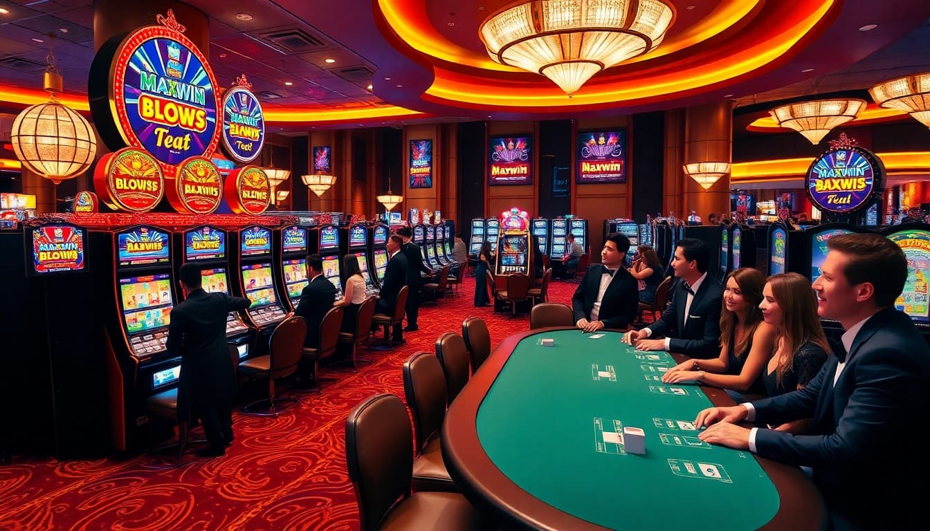 Experience the thrill of idnslot action with vibrant slot machines and excited players.