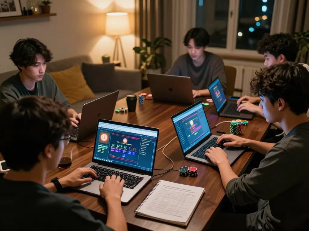 Engaged players enjoy online gambling games, showcasing VA88 strategies in a cozy home setup.