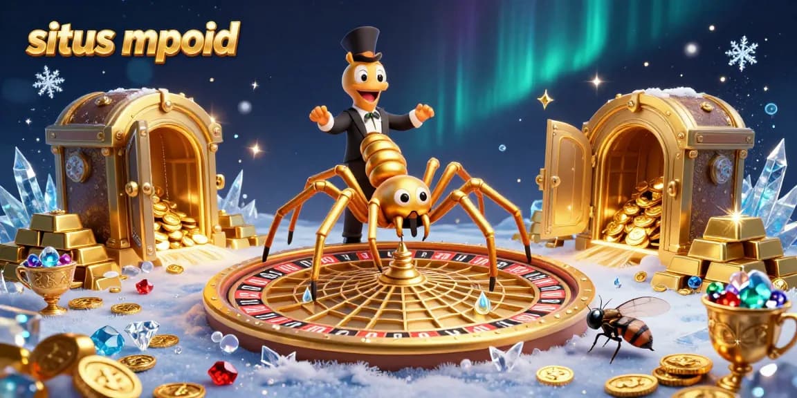 Engage with situs mpoid as the fly nervously bets at a roulette wheel-shaped web spun by a golden spider.