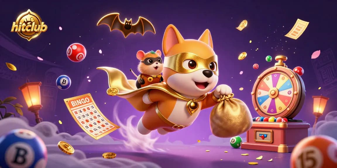 Join the fun with hitclub as the superhero dog and hamster soar through vibrant casino elements.