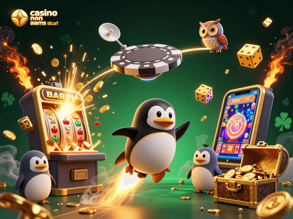 Gioca in casino non aams sicuri e vinci con il divertente pinguino d'oro nello spazio!