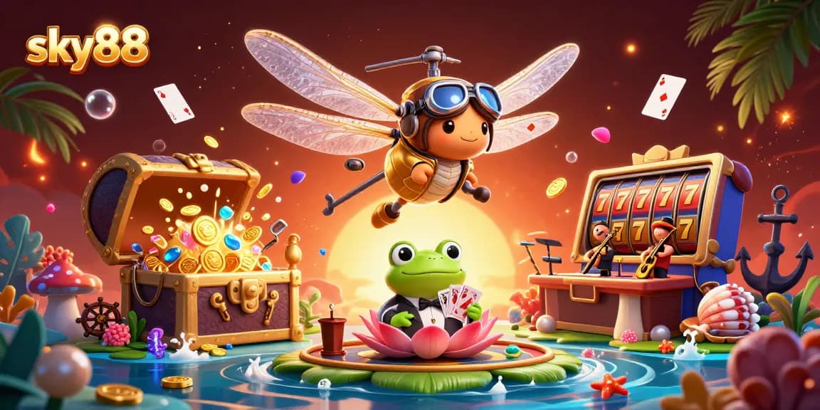 Experience the thrill of sky88 gaming with vibrant characters and dynamic casino elements.