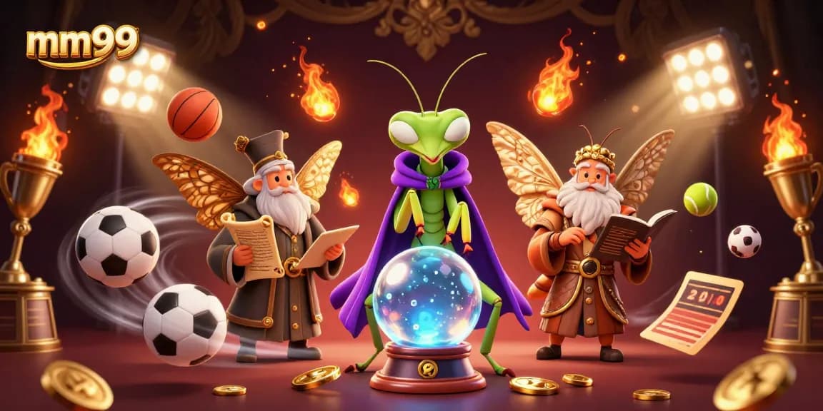 Engage in exciting betting at mm99, featuring vibrant sports elements and mystical characters.