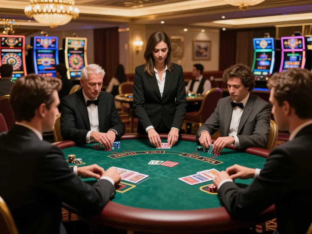 Players engaged in a high-stakes poker game at an F168 casino, showcasing strategy and excitement.